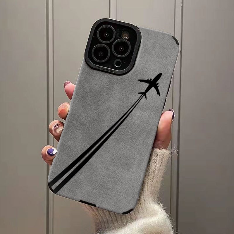 Simple Suede Leather Grain Phone Case for iPhone 11, 12, 13, 14, 15, 16 Plus Pro Promax X/ XS XSMAX with TPU Design QBJKTP