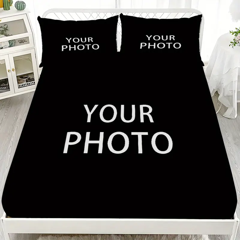 customize a personalized name 3pcs bedding set with red spider web bed skirt including 1 bed skirt and 2 pillowcases without pillow core suitable for bedrooms homes and couples the mattress protector is soft and comfortable to the light beige Product details 0