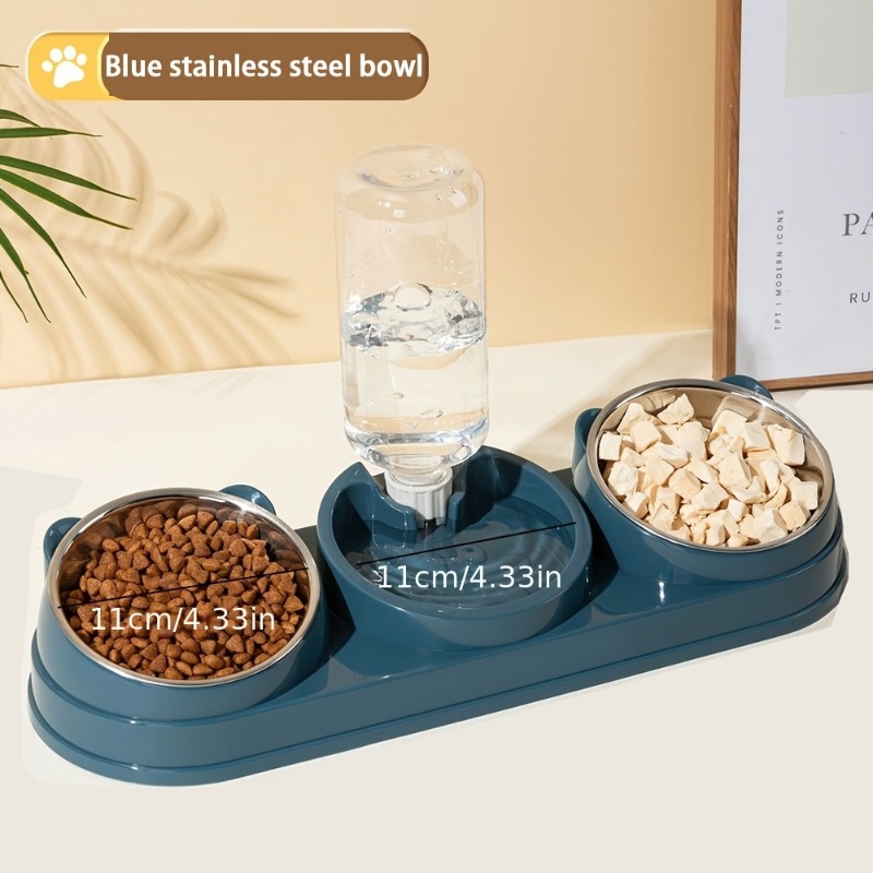 TEMU 3-in-1 Pet Feeder And Waterer With Automatic Dispenser, For Cats And Small Dogs, Without Battery