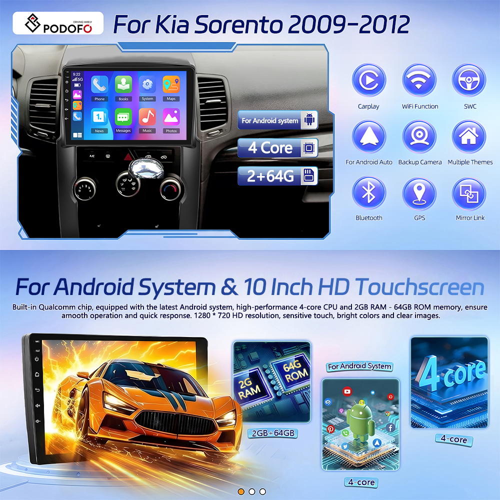 Image of For 2009-2012 15 Car Stereo With / Auto, 10-inch Touchscreen, Backup Camera, Wireless/wifi, Usb/swc Compatible Radio, Fm Tuner, , Suitable For Upgrade System