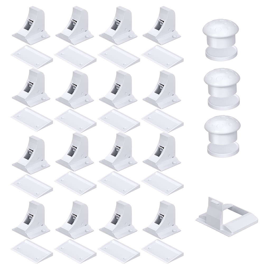 Adhesive Magnetic Cabinet Lock Set, 16pcs No-drill Invisible Drawer Latches With 3 Keys, Cabinet Security Locks