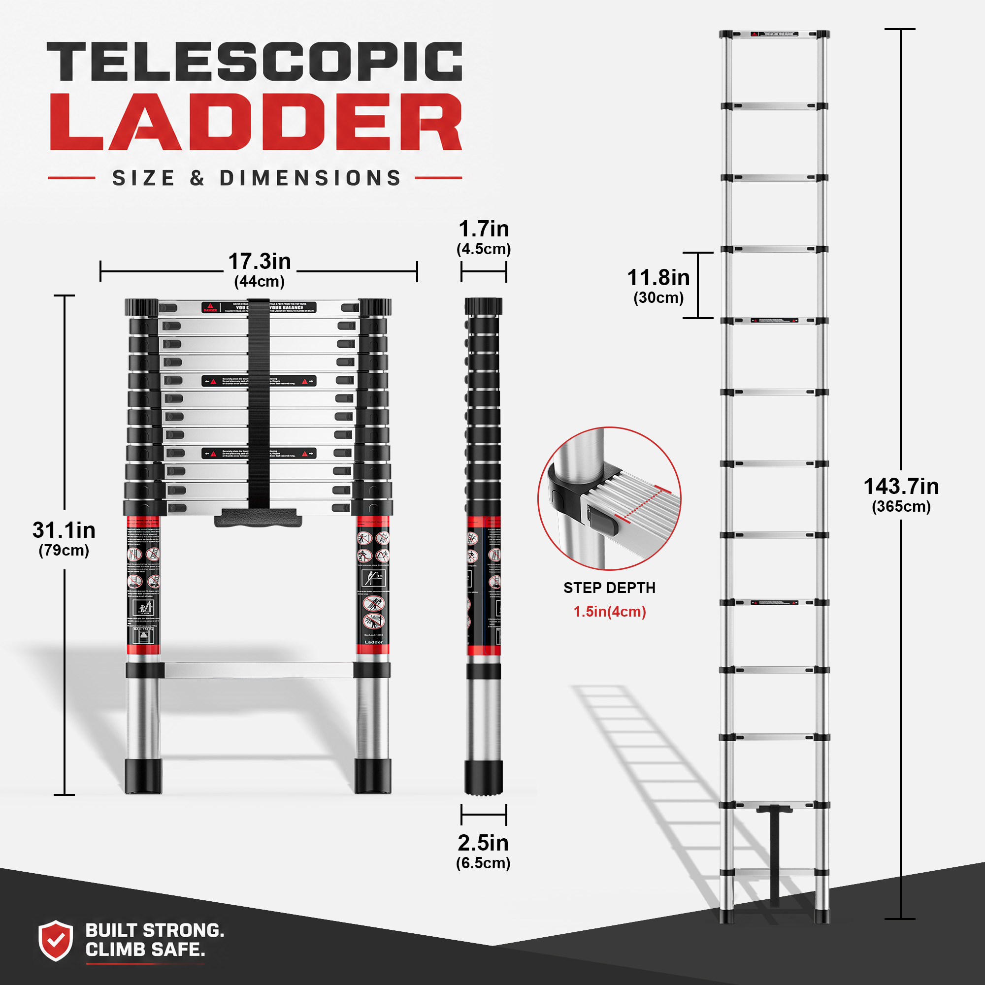 L'échelle télescopique en situation d'utilisation