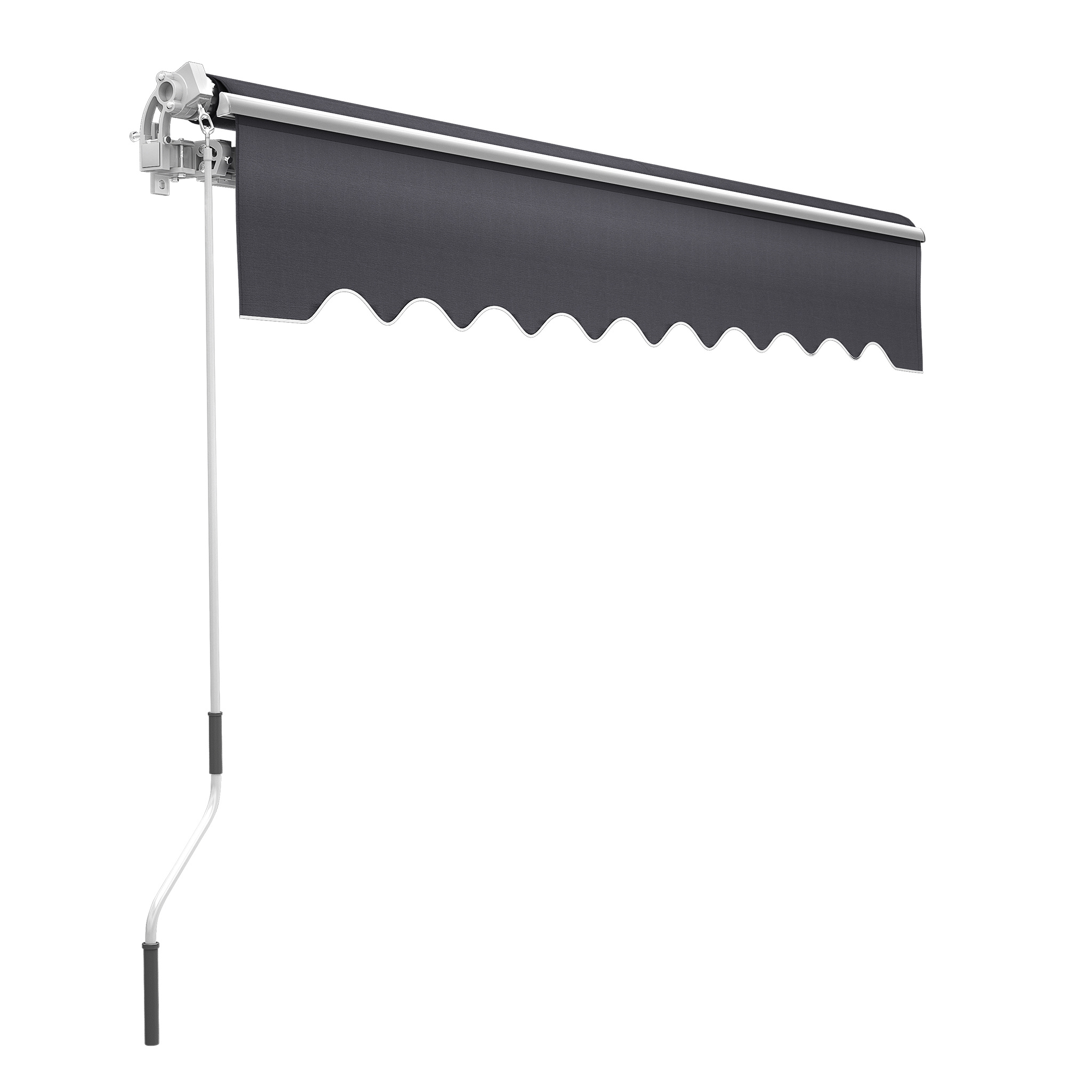 Image of Retractable Arm Awning, Patio Shade With Manual Crank, Spacious Balcony Awning (includes Wall Mount), Ideal For Gardens, Patios, And Outdoor Shading (dark )