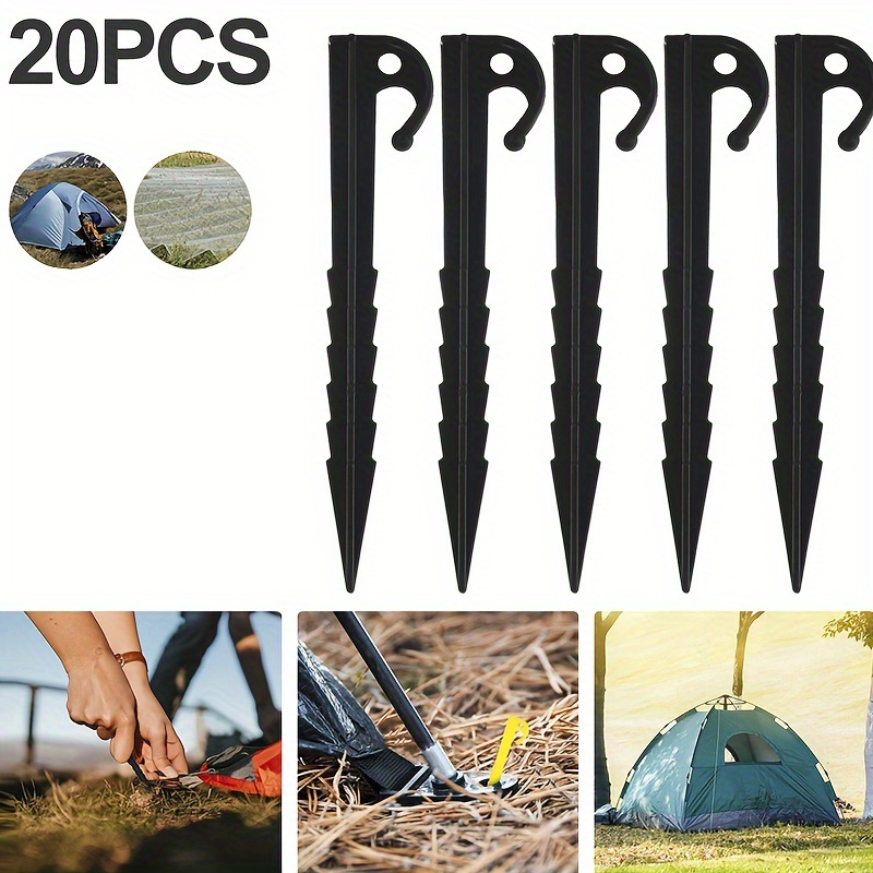 

20-pack Heavy Duty Tent Stakes With Sharp Hooks - High-refractive-index Polymer Spiral Tent Pegs For Camping And Tarp Setup