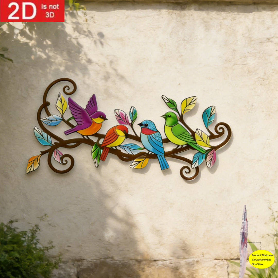 TEMU 2d Flat, [2d Flat] Acrylic, 20*10cm, 1pc, Bright Colors, 2d Flat - Outdoor Branches & Bird Shaped Wall Art For Decor & Summer Courtyard