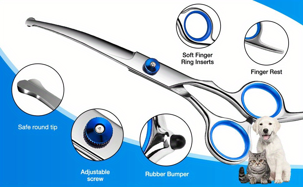 dog grooming scissors curved shears set rounded trimming scissors for professional pet dogs cats doodles face paws   hair removal at home use supplies station for   tools and trimmer christmas gift Product details 1