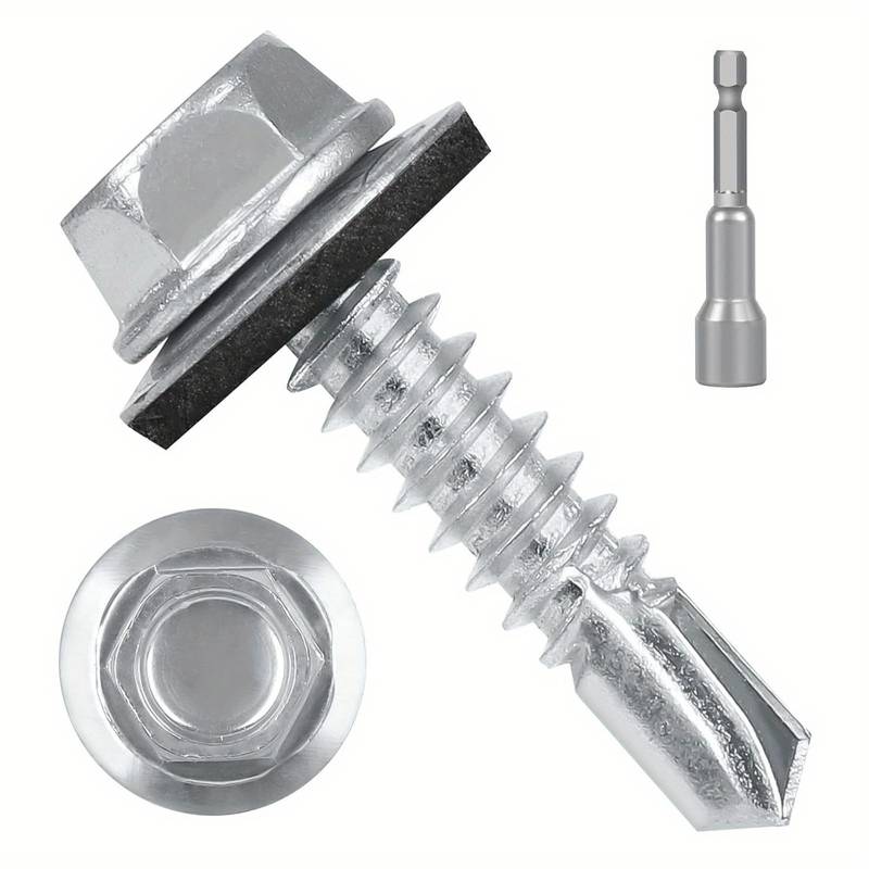 WestCanalSales #10 X 3/4 Inch Steel Hex Washer Head Self-Drilling TEK Screws – Pack Of 100