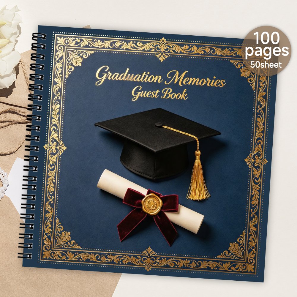 TEMU 1pc Spiral Guestbook, Graduation Memories Blank Page Guest Book, Message & Signature Keepsake, Meaningful Gift & Souvenir Album For Family & ,