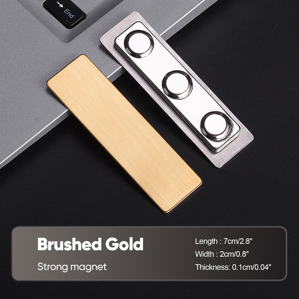 TEMU 70x20mm Free Custom Logo Metal Name Plate Custom Engraved In Black With Your Text Brand Logo Position Badge Needle Tag