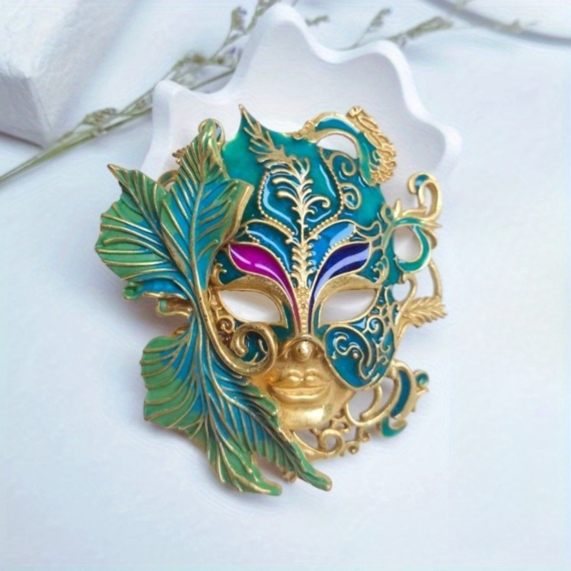 elegant vintage mask enamel brooch pin for   for evening parties special occasions details 0