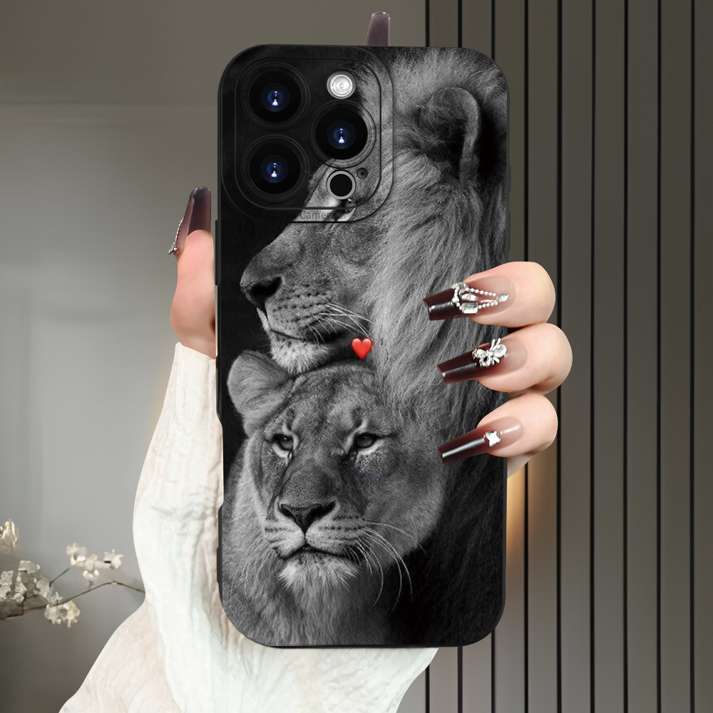 TEMU Creative Lion Mom Pattern Phone Case, Suitable For Iphone 16/15/14/13/12/xs/xr/x/7/8 Plus/pro/max/mini - Unisex , Gift For , Family, Boyfriend,