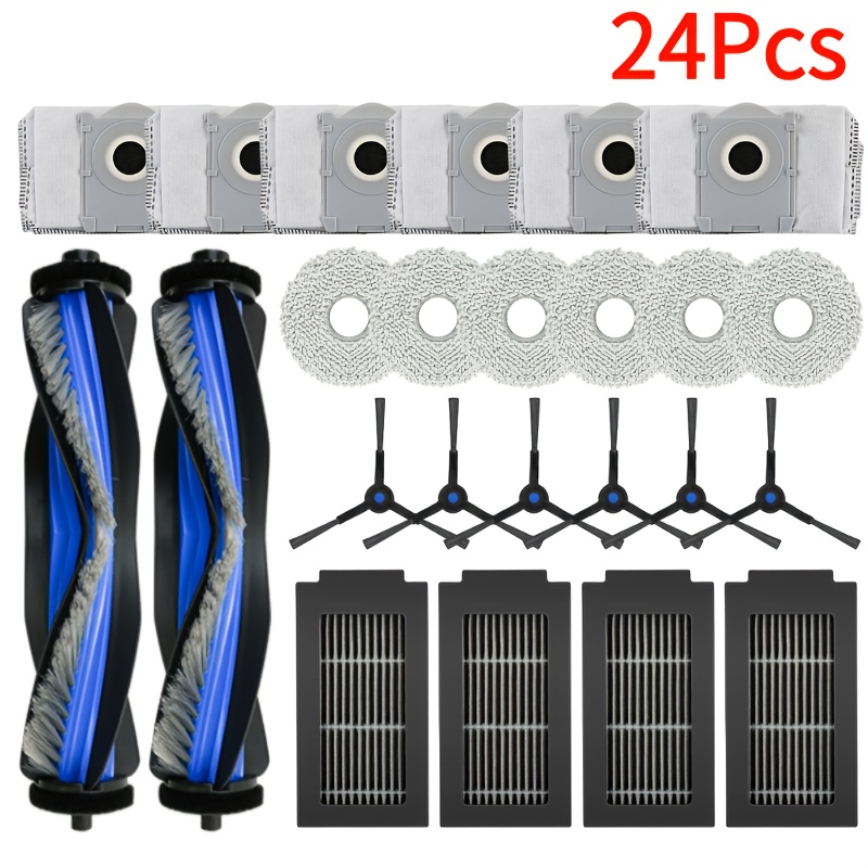 TEMU Ricarica da 24 pezzi compatibile per T50 PRO Omni Robot Aspirapolvere e Lavapavimenti - Pezzi di ricambio multipli con spazzola principale, di