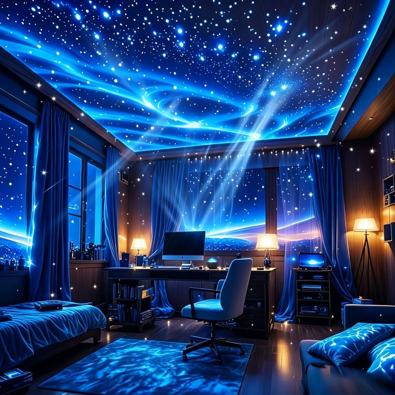 TEMU (3pcs Set Aurora Meteor Lamp And Battery-free Remote Control And Data Cable) Romantic Aurora Starry Night Light, Led Aurora Projection Lamp,