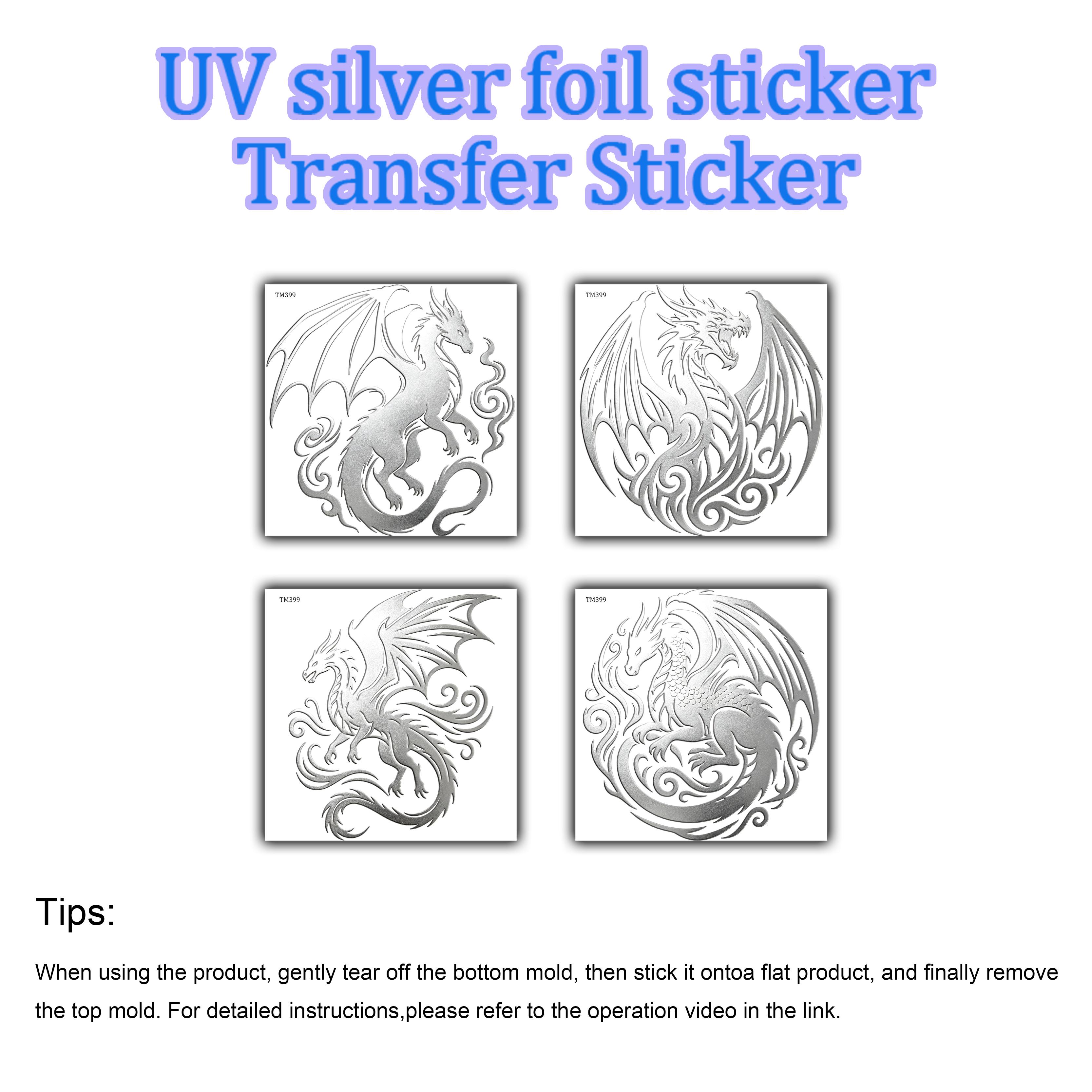 TEMU 4pcs Set Vintage Scroll Dragon Pattern, Flat 2d Transfer Decorative Stickers