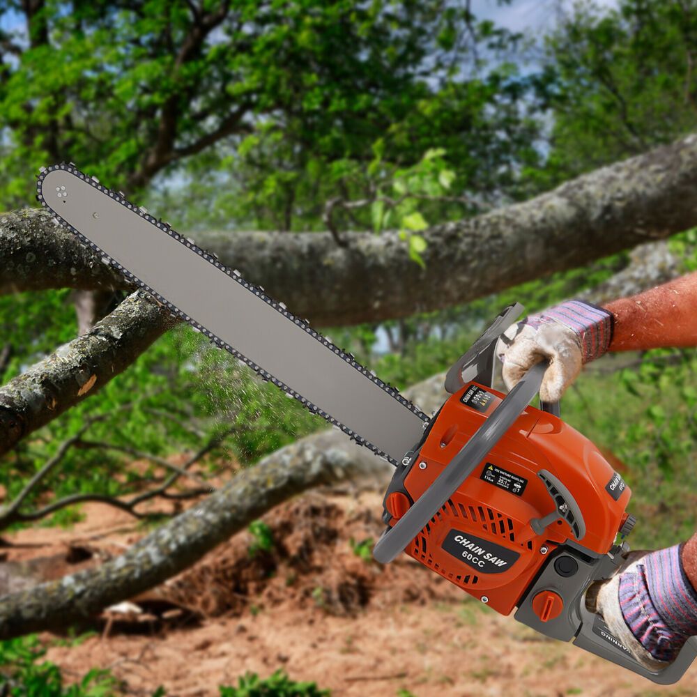 

62cc 2-stroke Gas Powered Heavy-duty Wood Cutting Chain Saw With 22-inch Bar For Professional Use