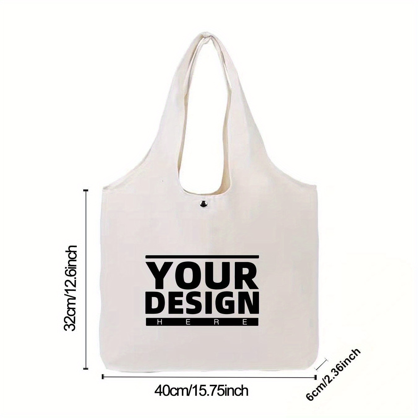 TEMU Customizable Canvas Tote Bag - Large Capacity, Personalized Logo Design, Durable And Fashionable, Suitable For Shopping, Commuting, Or Everyday