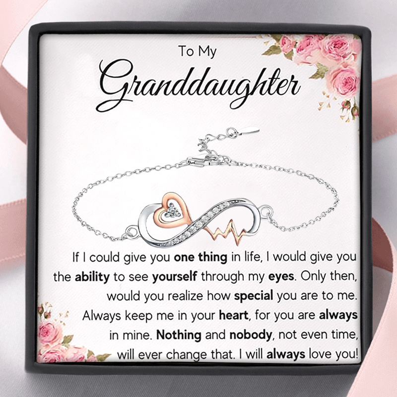 TEMU Gift For My Granddaughter: Infinity Heartbeat Bracelet Along With A Card And Box, Suitable For Birthdays And Christmas