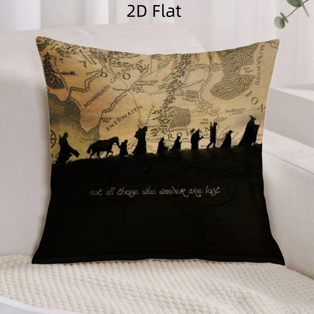 TEMU 2d Flat 1pc Short Plush Pillow Cover The Landscape Cushion Cover Double-sided Printing Zipper Closure Sofa Living Room Bedroom Party Office Home