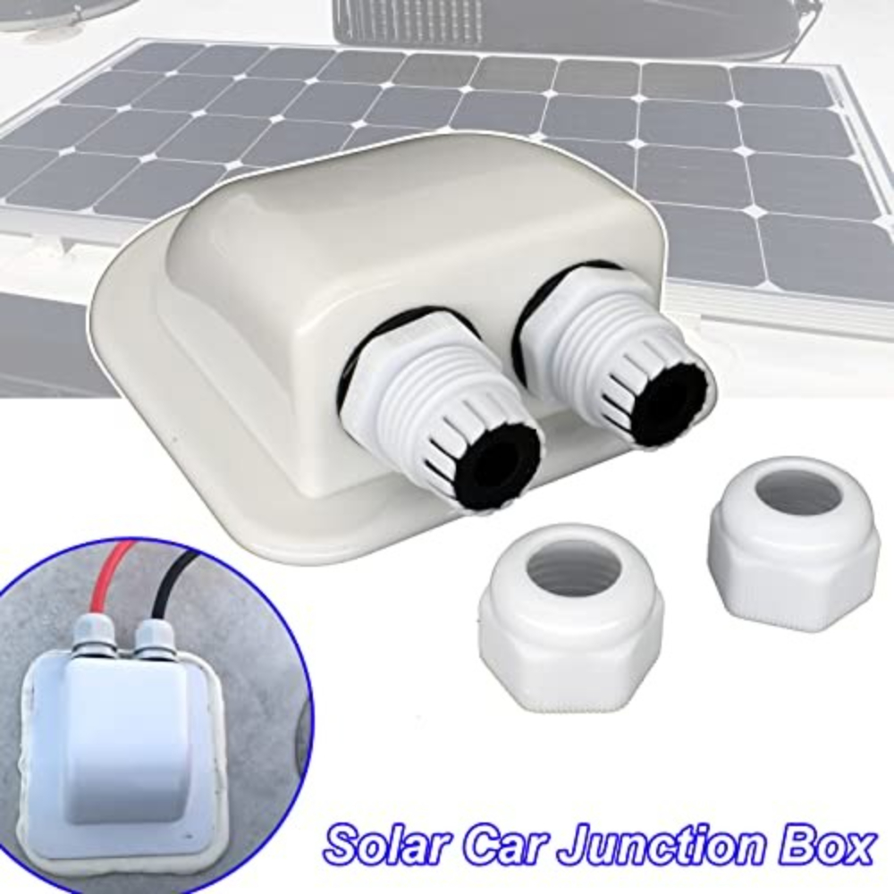TEMU IP68 Doppel Solar Kabeleingang Dichtungsbox, ABS Wetterfeste Dachmontage Verbindungsbox für 6-12mm/ 2-6mm2 10-14AWG Solarleitungen, RV Marine