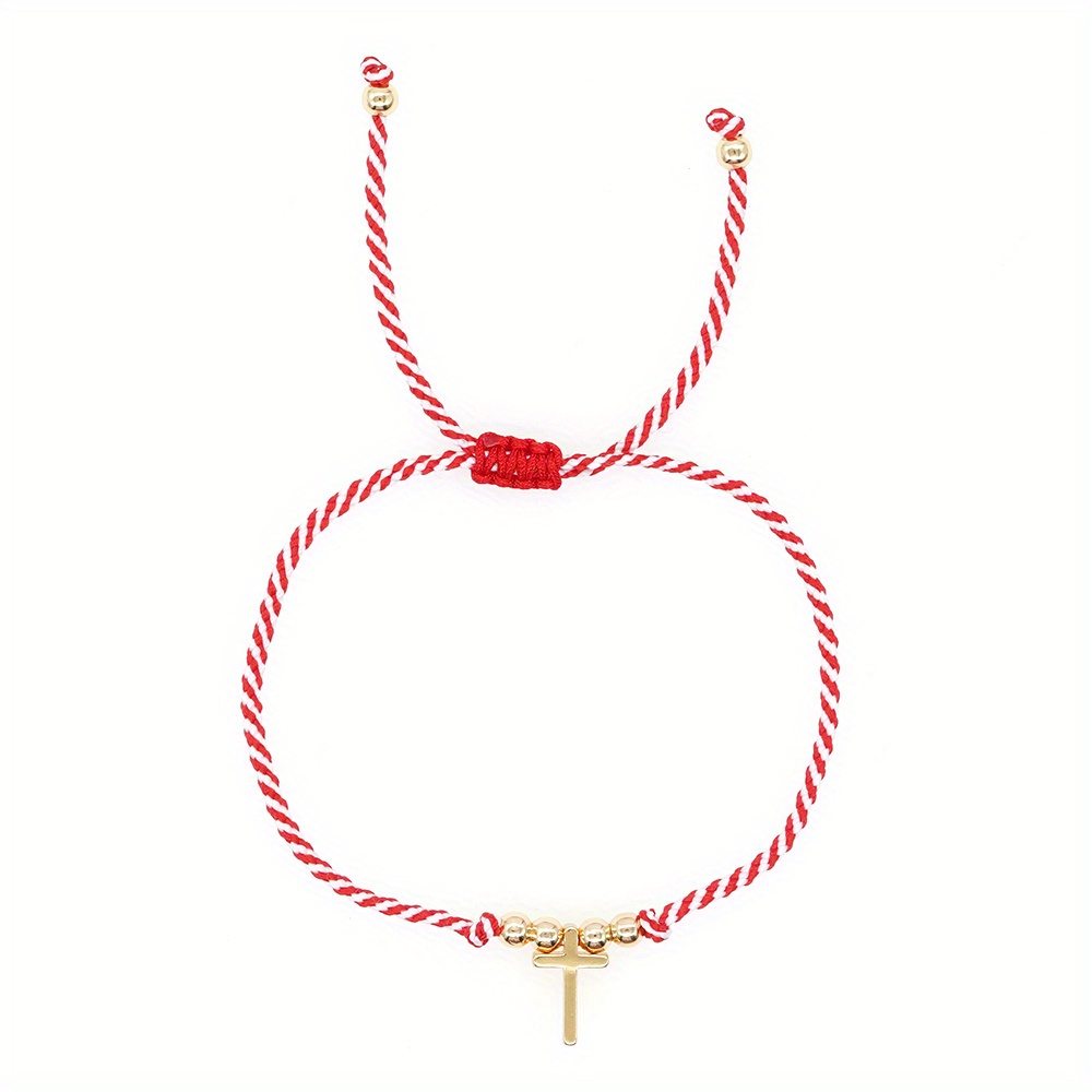 Image of 1pc New Year Series Copper Cross Pendant Greek March Bracelet For Women 2025 Delicate Birthday Gifts