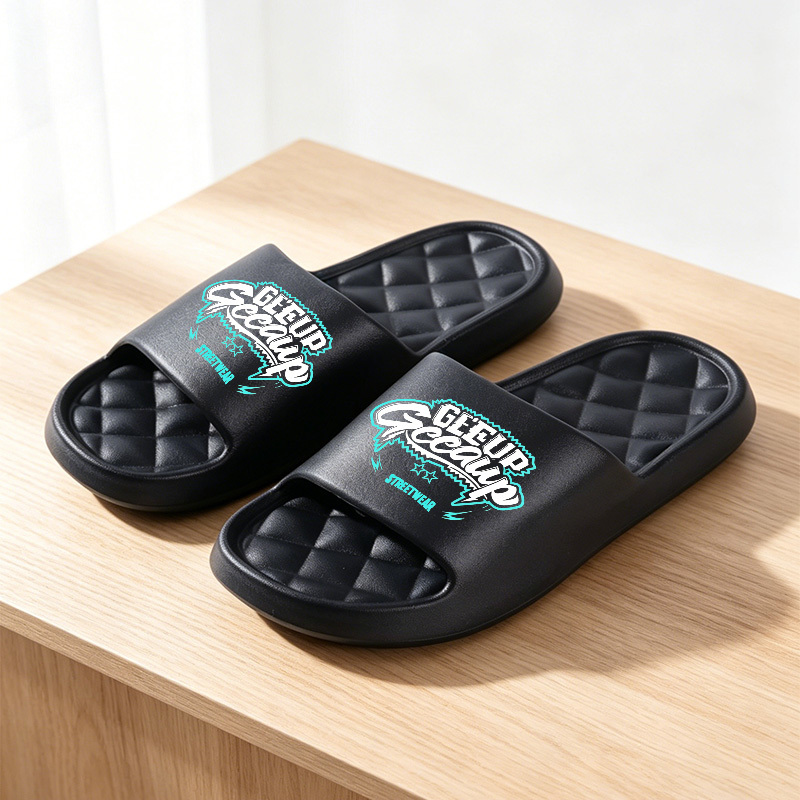 TEMU 1pc Street Graffiti Print Unisex Non-slip Sandals, Soft Sole Breathable Slippers, Lightweight For Poolside & Bedroom, Wide Feet Up