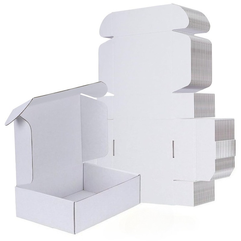 Cardboard Packaging Package 23 X 16 X 5 Cm, 12 White Cardboard Shipping Boxes With Stickers