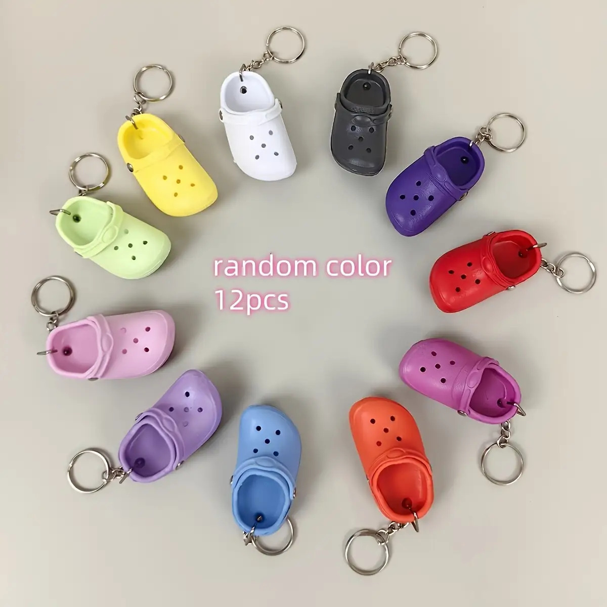 TEMU Gift For Her/him Mini Slipper Keychainrandom Color - Cute Yellow Rubber Shoe Shape Key Ring With Closure Design, Suitable For Backpacks, Car