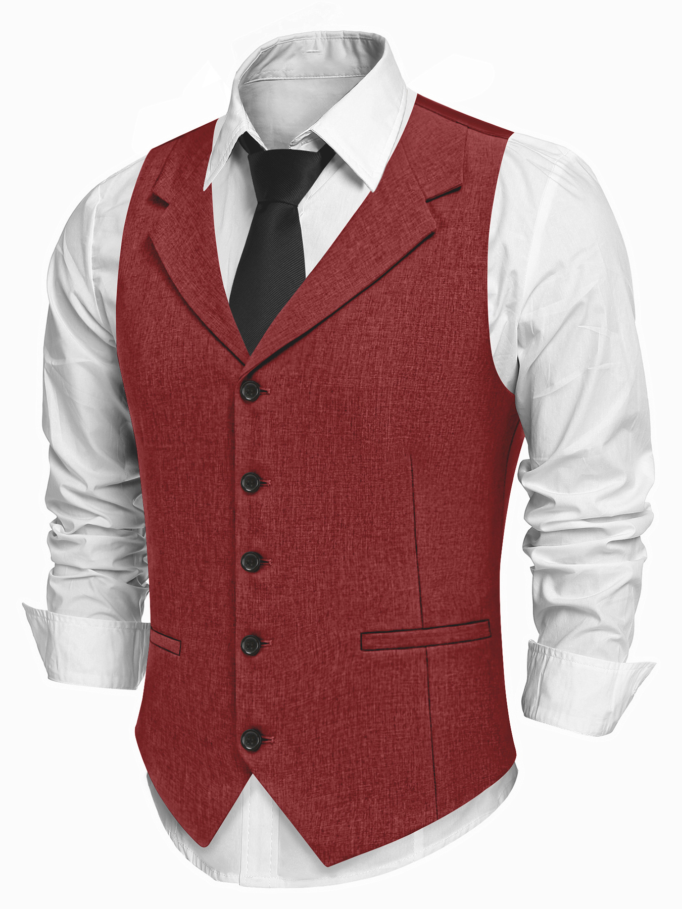 mens brown suit vest notch lapel button front - Temu