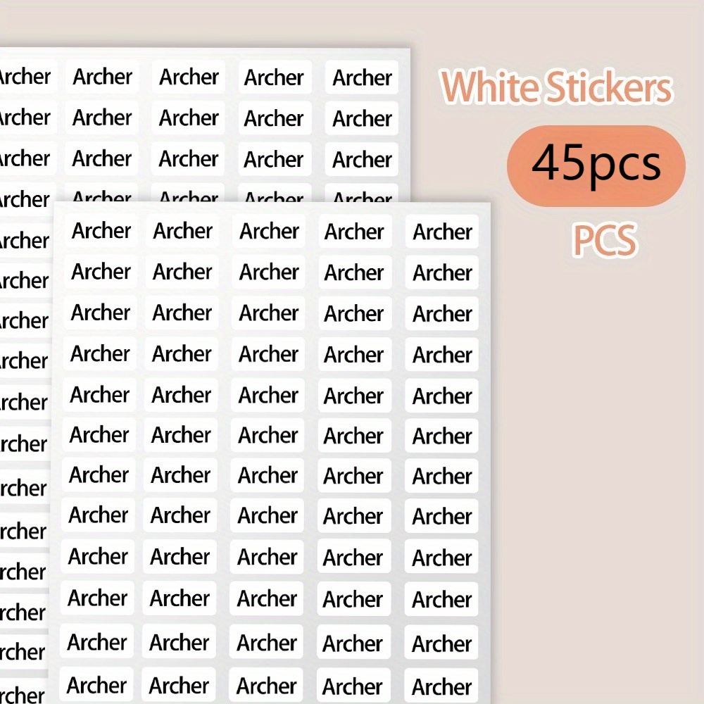 Image of [customized] Minimalist Name Stickers, Pp Labels, 45-825pcs, Office, Daycare, Back To School, School Organization Pencil Water Bottle Decoration Solid Color White Marking Stickers