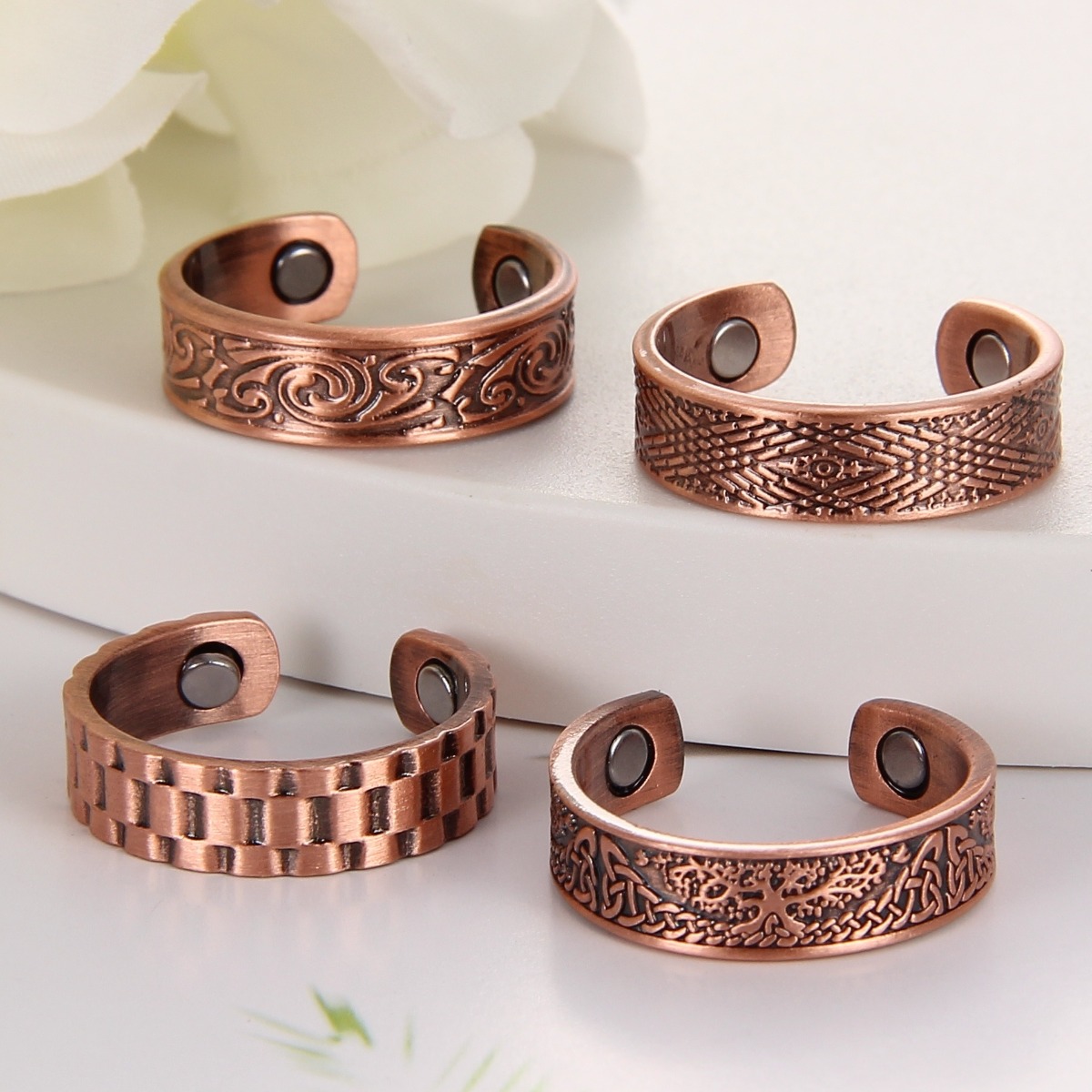 TEMU 4pcs Copper Magnetic Ring, Perfect Gift For Men And Women, Jewelry Christmas Gift