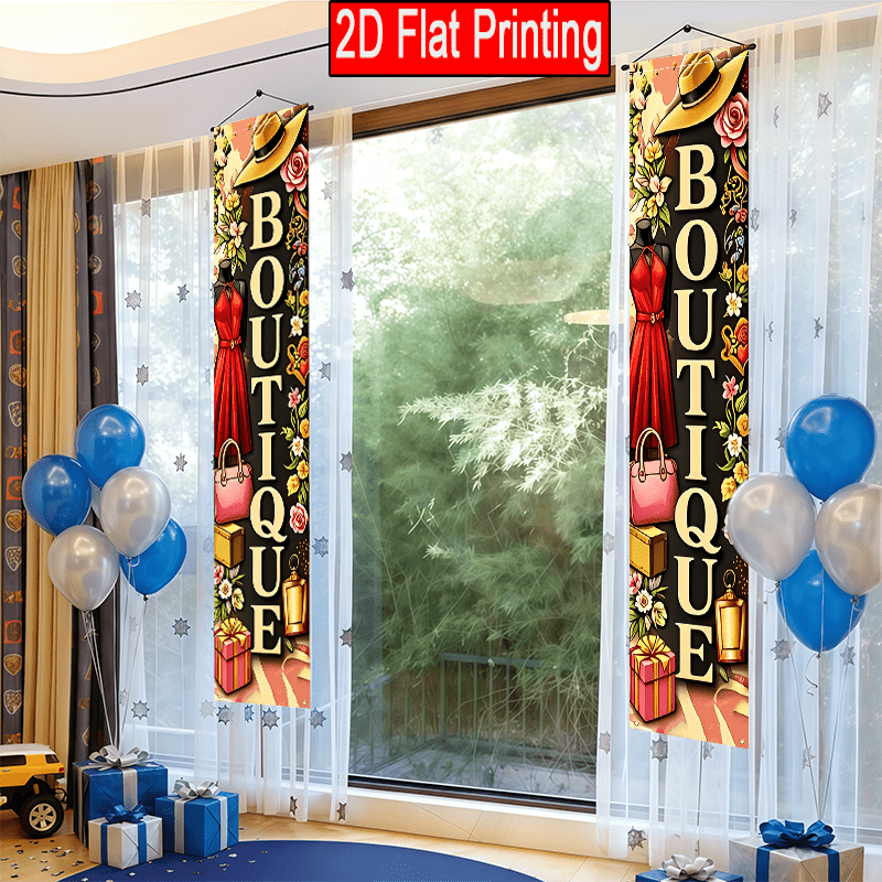 TEMU Bannière de Porche Plate 2D, Une Paire, Thème Boutique de Mode, pour Décoration de Vêtements de Boutique, Commerciale, de , Drapeau pour Attirer