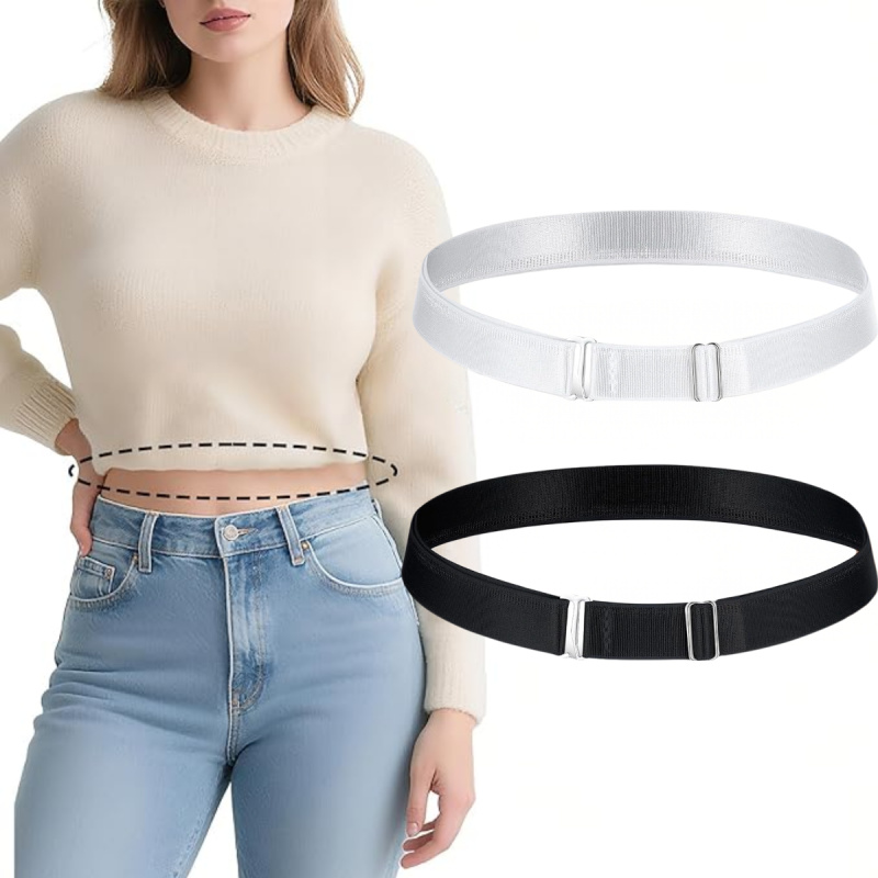 Image of Women's Invisible Elastic Waistband 2-pack| Daily Casual Sports Style Seamless Adjustable Belt, Made Of Fiber Material, With Plastic , Hand Washable