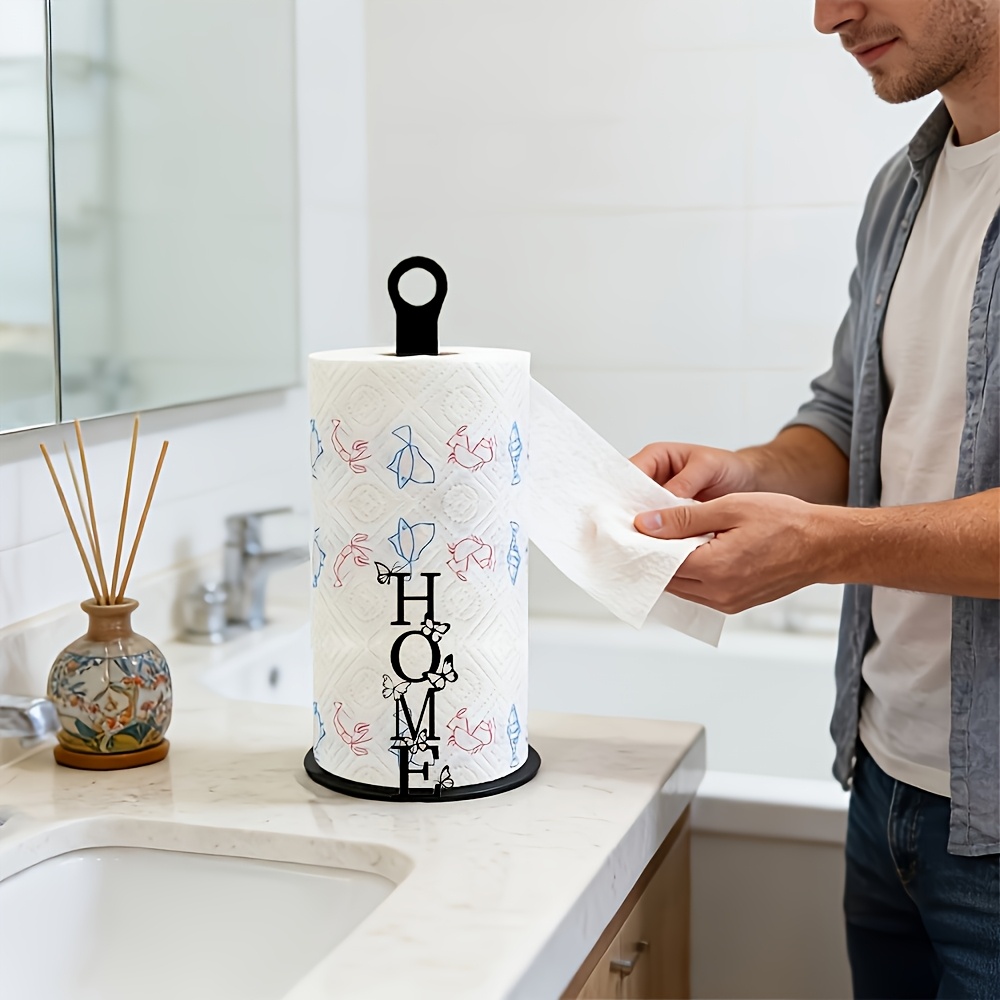 TEMU Porte-papier toilette pliable 2D transparent en acrylique, décor de maison 2D, avec un design élégant en acrylique noir transparent, adapté à la
