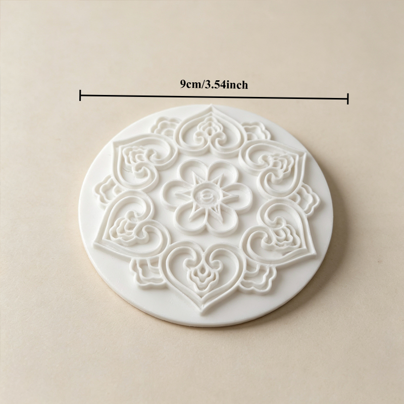 TEMU Tampon de poterie motif mandala de cœur - Outil de gaufrage spécial en pour poterie à , créateur de dessous de verre et de mugs décoratifs,