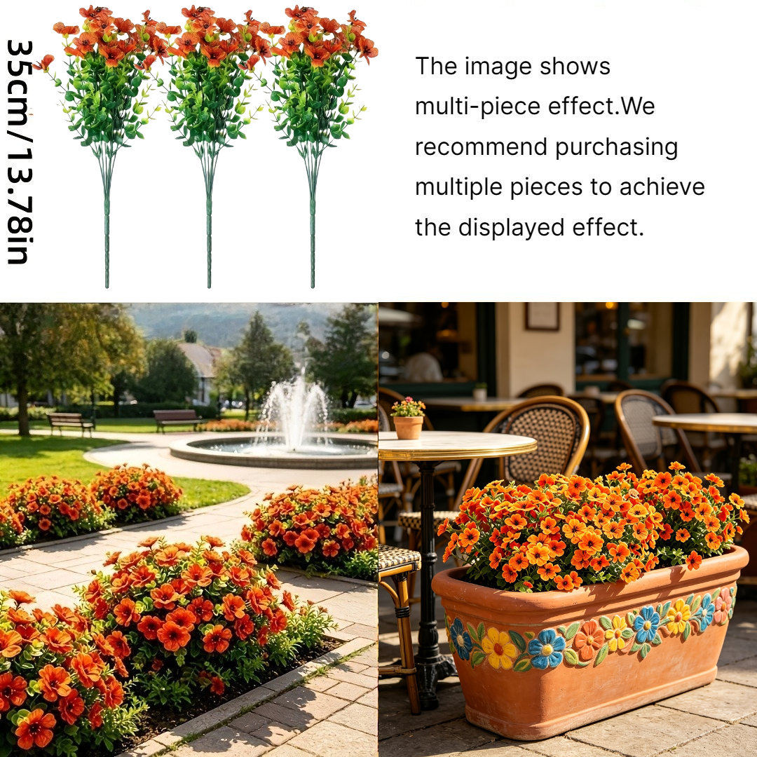 TEMU 3 Bundles Outdoor Artificial , Thanksgiving Autumn Orange Uv-resistant Faux Floral Arrangement, Suitable For Home Indoor/outdoor Decor, Front