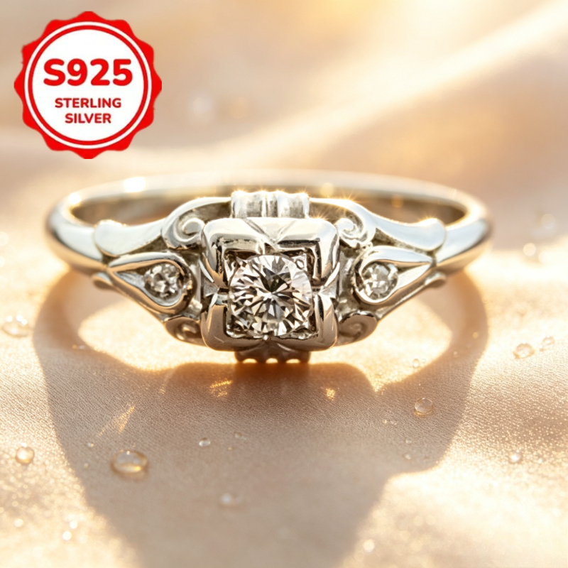 TEMU Ladies' 925 Sterling Silver Ring Inlaid With 3a 3a Zirconia, Fashionable And Exquisite Style, Attending Halloween Parties, Accessories, Vacation