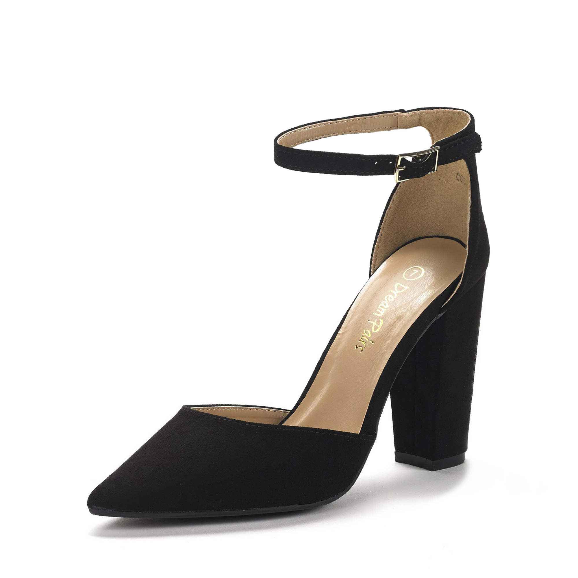Image of Dream Pairs Women's Coco Chunky Heel Pumps - Closed Toe Ankle Strap Footwear For Formal And Evening Attire, Women Shoes