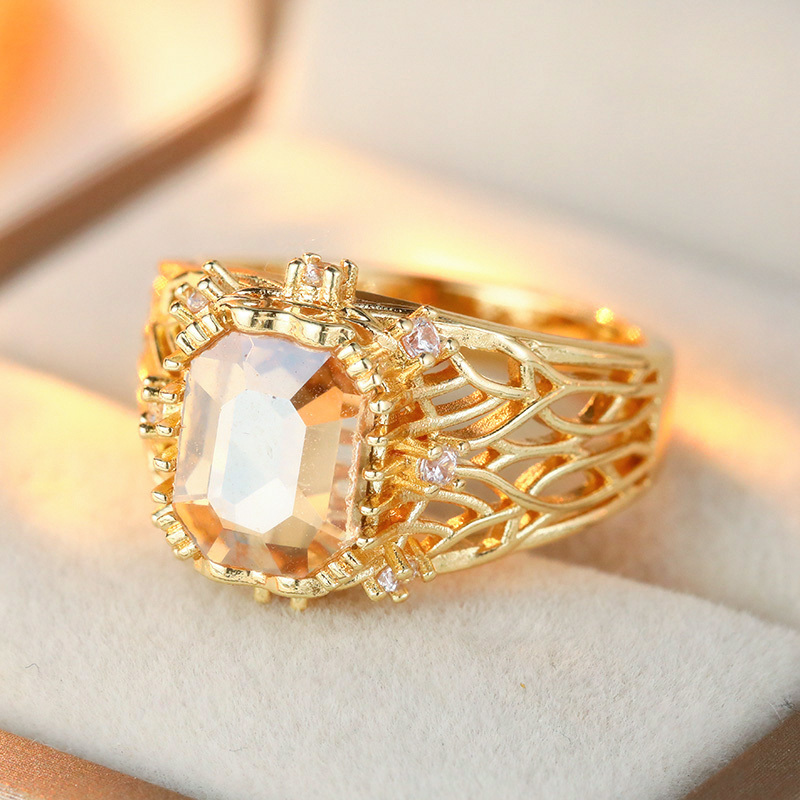 Luxurious Court Style Openwork Wide Band Ring