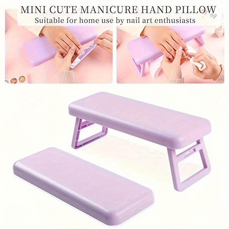 

1pc Adjustable Folding Nail Armrest - Ergonomic Manicure Hand Support, Portable Wrist Rest Stand For Salon & Home Use, Purple Nail Art Hand Pillow With