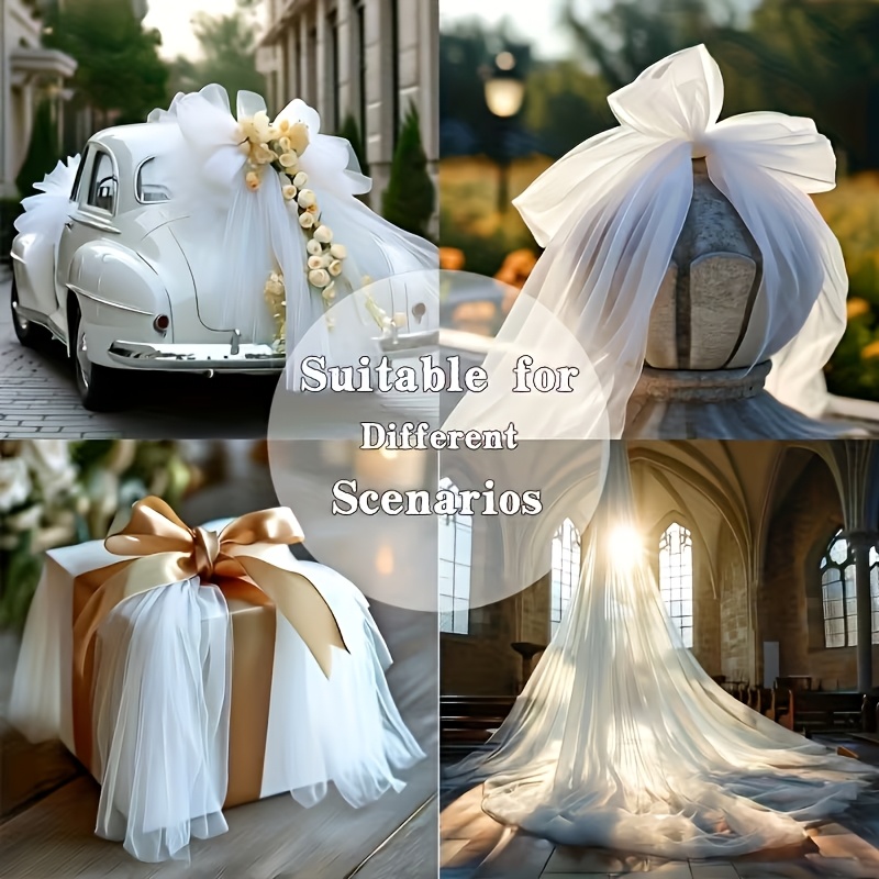 TEMU 1 Roll Of 25-yard Extra-long White Sheer Tulle Fabric - Stretch Decorative Sheer Curtains, Suitable For Weddings, Bridal Showers, Birthdays And