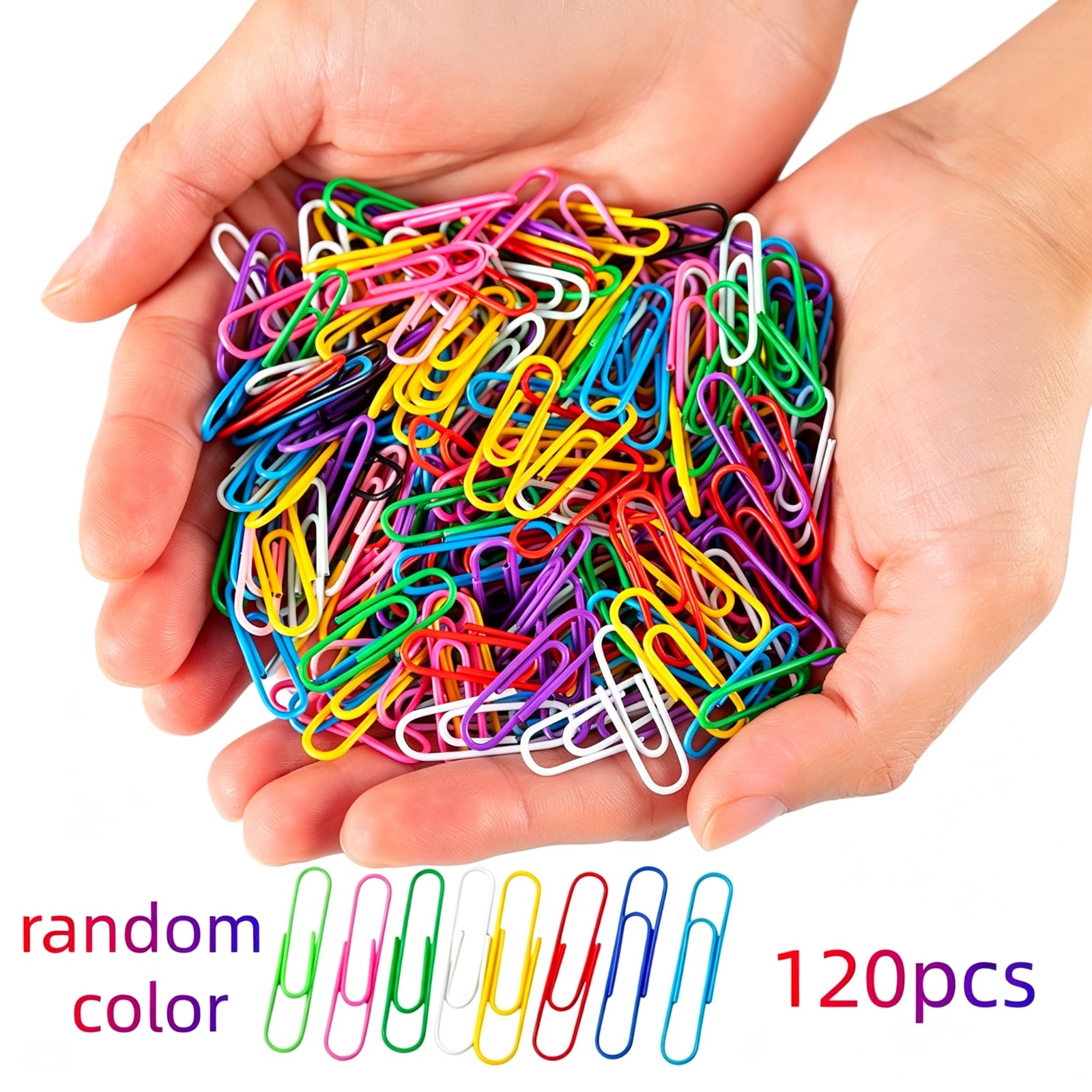 TEMU 120pcs Assorted Random Color Stainless Steel Paper Clips - High- Supplies, Durable Metal File Clips, Multi-functional For Office And Home Use,