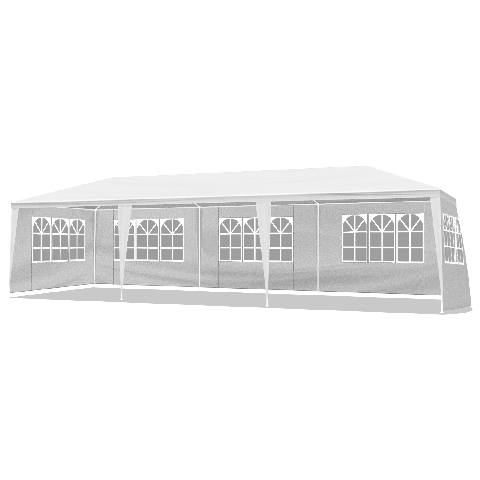 TEMU Large 10x30ft Heavy-duty White Pe Folding Tent With 8 Walls, 2 Doors & 6 Windows - Instant Setup Spray-coated , Spacious Outdoor Shelter For