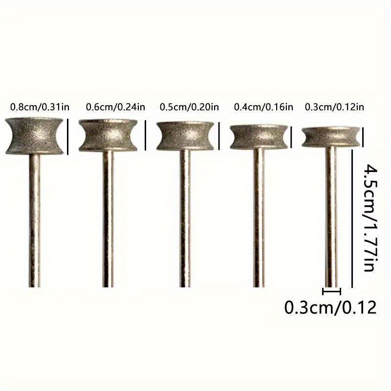 TEMU 5pcs- 3/4/5/6/8mm Diamond Burs, Synthetic Jade Face Polishing Chamfering And Rounding Tools, Suitable For Glass Edges [2025 New Model]