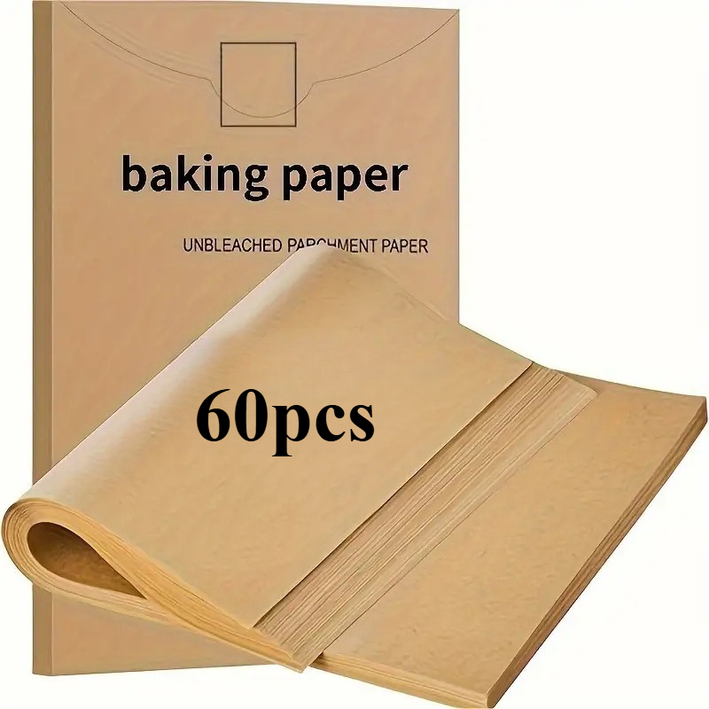 TEMU 60 Feuilles de Papier de Cuisson Épaissi Non Blanchi, 6x8 Pouces - Papier Antiadhésif Prédécoupé, Texture Naturelle, Réduit l'Utilisation