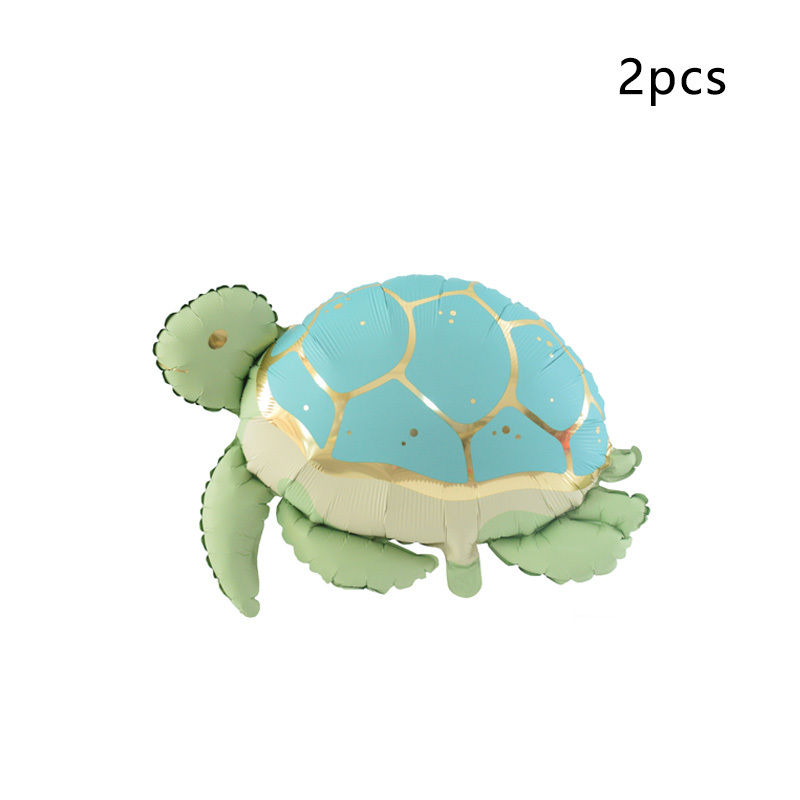 Image of 2pcs Matte Turtle Shaped Foil Balloons, Birthday Party Atmosphere Decoration, Ocean Theme Event Gift Props, Room Indoor And Outdoor Decoration For Christmas, Halloween