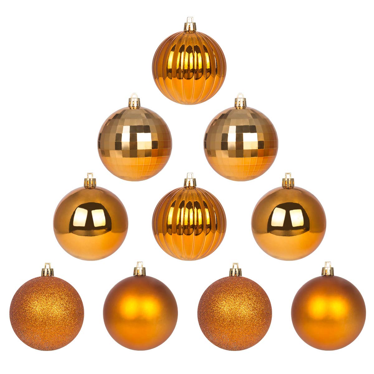 TEMU 10pcs Pack 10pcs Orange Plastic Christmas Balls Ornaments Suitable For Christmas Tree Decorations, Hanging Spherical Baubles With Tale Theme,