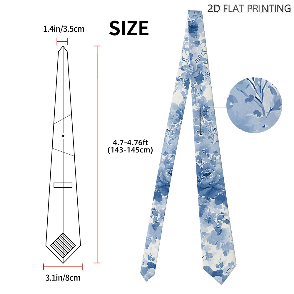 TEMU 1pc Mothers Day Blue Roses Necktie – And Stylish Gift For Men, Weddings, Anniversaries, Or Other Milestones