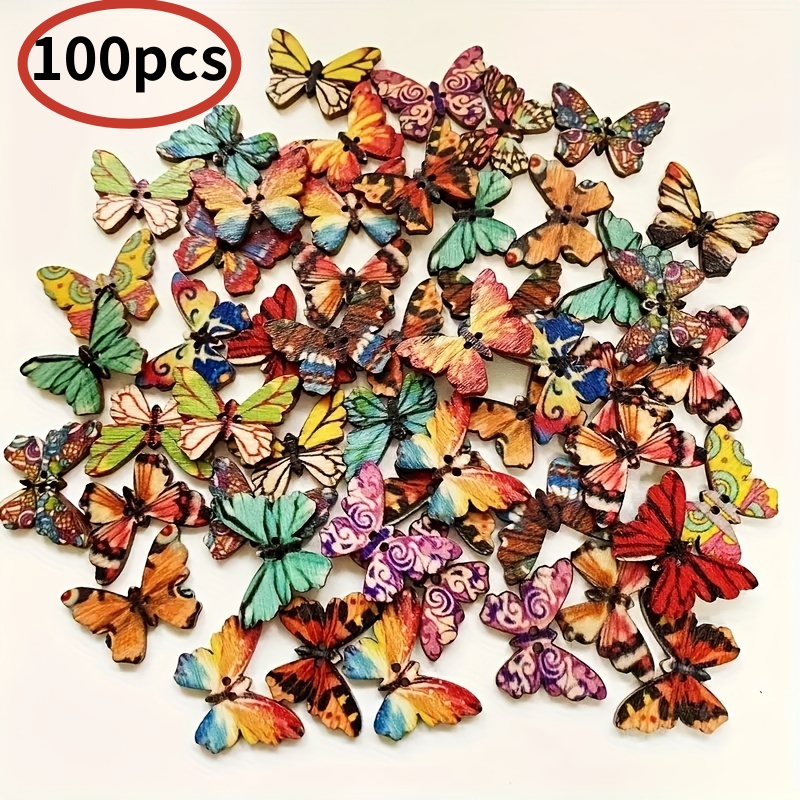 Image of Set Of 100 Colorful Wooden Buttons - Perfect For Projects, Scrapbooking, Clothing Accents, Party Gifts, And - Great For Craft Lovers, Sewing, And Decorative Touches