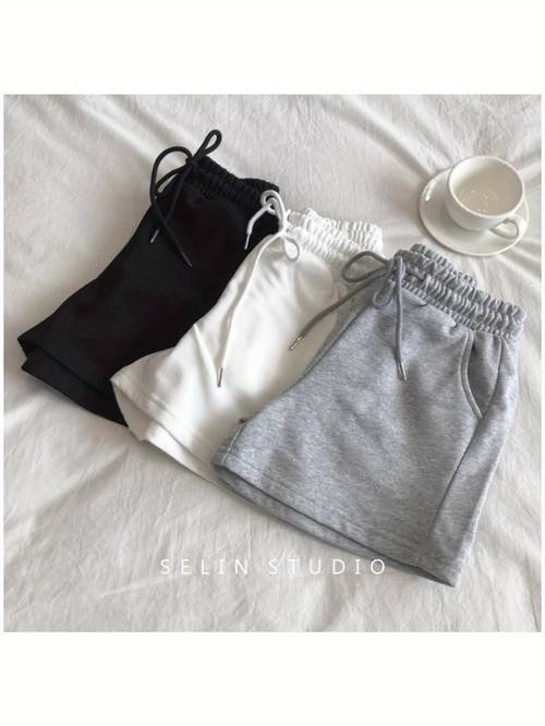 simple petite grey casual athletic shorts new summer versatile pants