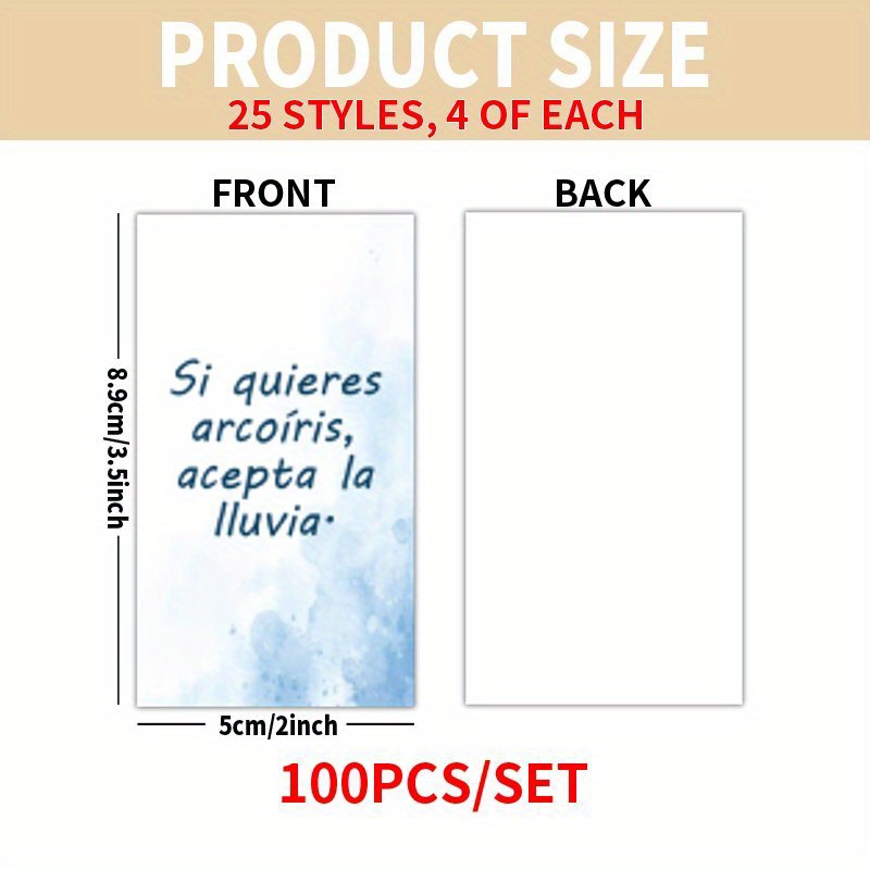 TEMU Conjunto de Tarjetas de 100 Piezas - Estilo Acuarela Española en , de Acuarela con Citas Inspiradoras para , , , Día de la y , Regalos de Pascua